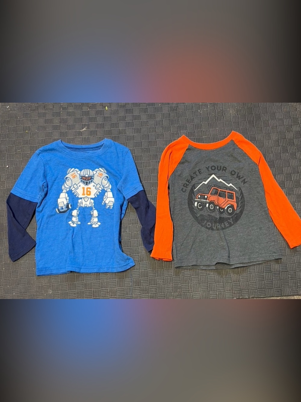 jumping beans Blue Robot Tee & Gray/Orange Truck Tee - Boys Long Sleeve